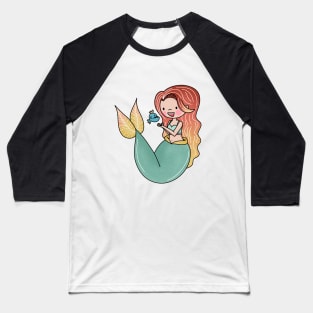 Mermaid with her fish friend Baseball T-Shirt